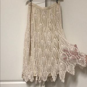 Soft Surroundings hand crochet cream skirt